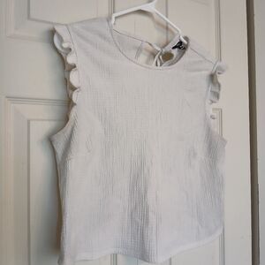 RW&CO. Cream Ruffle Sleeve Tie-Back Camisole, Size Medium (M)